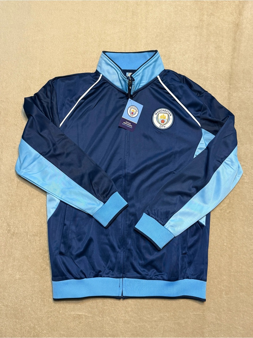 Manchester City Track Jacket Full Zip Soccer Warmup Navy Blue L